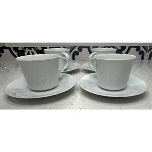 Noritake Japan Snowville Lot Of 4 Tea Cups And Saucers White 6453Q